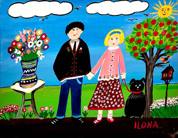 SWEETHEARTS PAINTING by ILONA FEKETE...Was $95...NOW $75