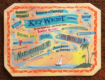 MUST SEE - KEY WEST FLORIDA - Party Sign - Sailboat & Palm Tree - Margaritaville