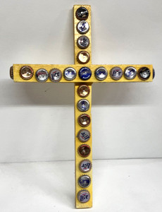 BOTTLE CAP CROSS - 17" Tall