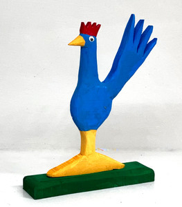 BLUE ROOSTER CARVING (1) by Minnie Adkins