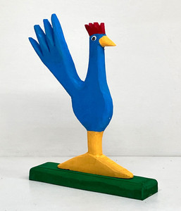 BLUE ROOSTER  CARVING (2) by Minnie Adkins