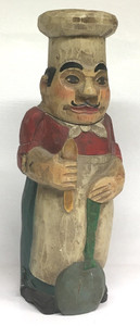VINTAGE ITALIAN CHEF - -Wood Carving - Hide your bottle