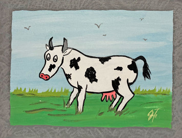 COW PAINTING -- 9" x 12" by John Taylor