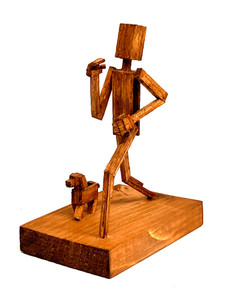 "MATCHSTICK MAN" RUNNING with his DOG  -  WHIMSEY