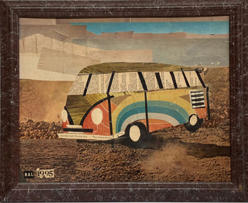 UNUSUAL VW BUS COLLAGE of Magazine Pages