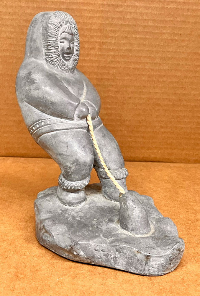 Inuit Soapstone Figurine with Seal/Fish Made by Abbott store Canada