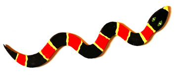 SMALL CORAL SNAKE - WOOD CUTOUT - 3" x 14" by Eddie Armstrong