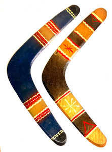 TWO DECORATED BOOMERANGS - -20" Tip to Tip - by Geo G Borum