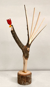 MAPLE TREE LIMB ROOSTER (B-3) --14" tall by Minnie Adkins
