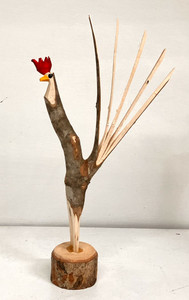 MAPLE TREE LIMB ROOSTER. (B-5). - 13" tall  -  by Minnie Adkins