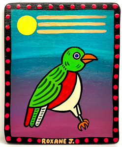 GREEN & RED PARROT BIRD (#25) by Roxane J