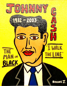 JOHNNY CASH - 8x10" - Canvas Panel by Roxane J. (7)