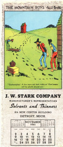 DO YOU REMEMBER INK BLOTTERS? - NOV 1941  CALENDAR - HILLBILLY CARTOON