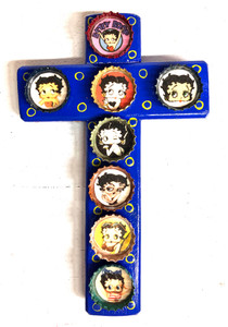 BETTY BOOP CROSS with 8 Pix  in Bottle Caps - (#36) by Willard J