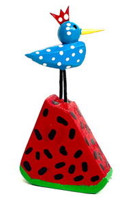 VERY SMALL BIRD on Watermelon Slice (41) by Willard