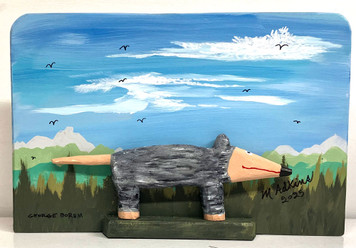 POSSUM CARVING with a Colorful Background (13) by Minnie & George
