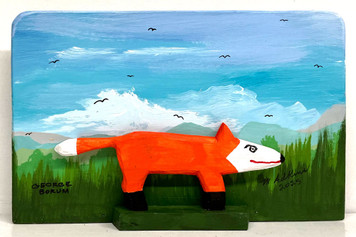 RED FOX CARVING DISPLAY (24) by Minnie & George