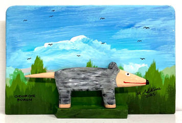 CARVED POSSUM on Display Board (23-2) by Minnie & George