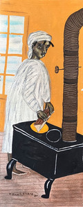 FIGURE at STOVE - 12" x  30" by Wm H Clark