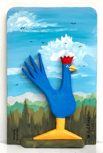 BIG BLUE ROOSTER DISPLAY (17-BR} by Minnie & George