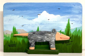 POSSUM CARVING DISPLAY (19-P) by Minnie & George