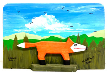 RED FOX CARVING -DISPLAY (T-40) by Minnie & George
