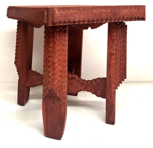 TRAMP ART STOOL (J-3) by Geo G Borum