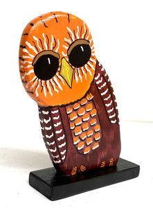 OWL CARVING on WOOD BASE