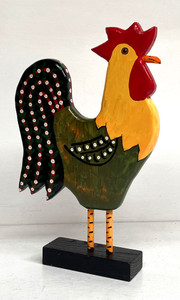 COLORFUL ROOSTER CARVING -(#19) by Joann Butts