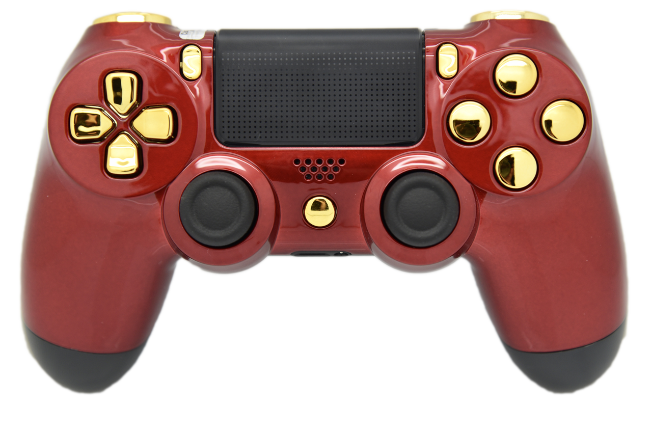 Red & Gold Glossy PS4 Controller