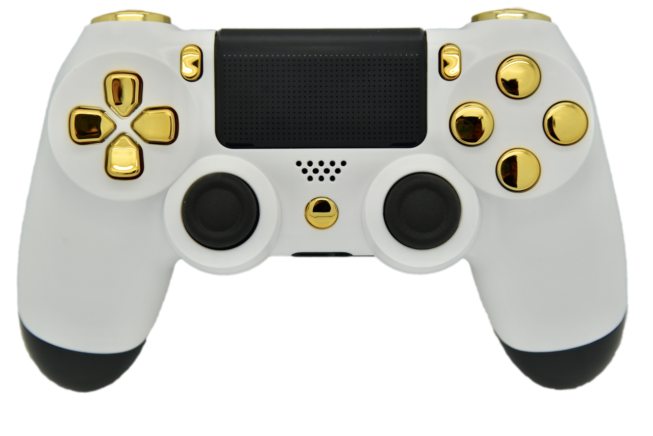 White & Gold "Soft Touch" PS4 Controller