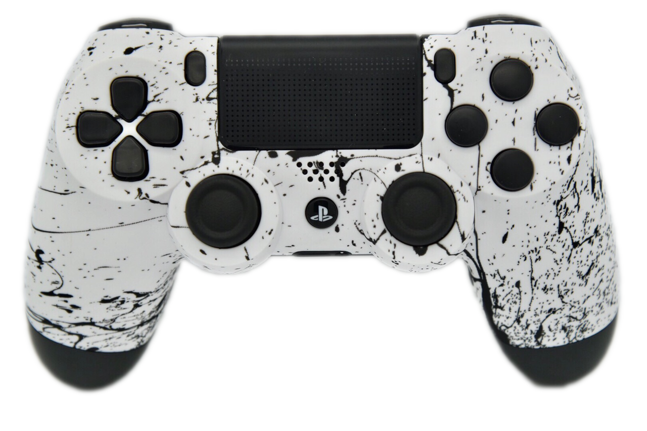White & Black Splatter PS4 Controller