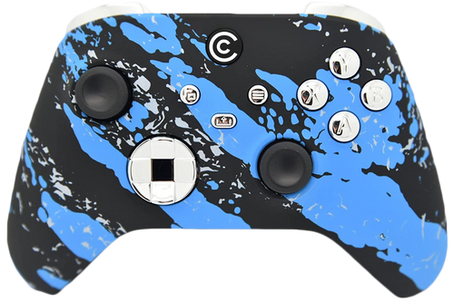 Blue Splatter W/Silver Chrome Xbox Series X/S Controller | Xbox Series X/S