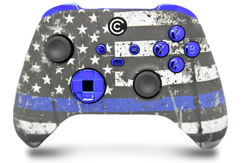 Blue Line & Blue Chrome Inserts Custom Xbox Series X|S Controller 