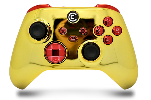 Gold & Red Chrome Inserts Custom Xbox Series X|S Controller 