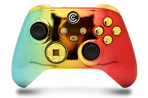 Rainbow Chrome & Gold Chrome Inserts Custom Xbox Series X|S Controller 