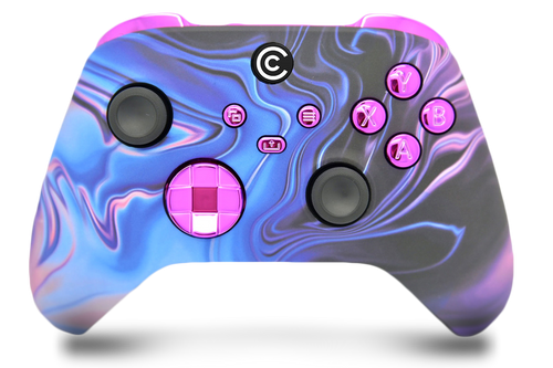 Blue & Purple Swirl & Purple Chrome Inserts Custom Xbox Series X|S Controller 