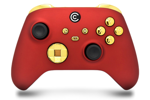 Red & Gold Chrome Inserts Custom Xbox Series X|S Controller 