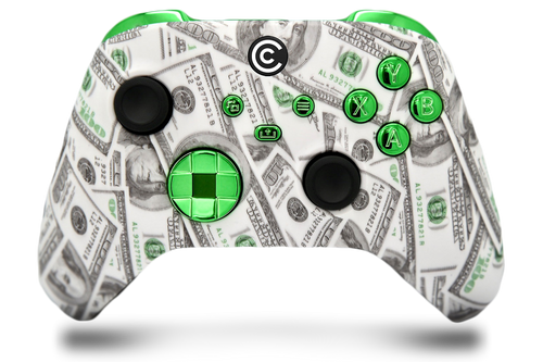 Money & Green Chrome Inserts Custom Xbox Series X|S Controller 
