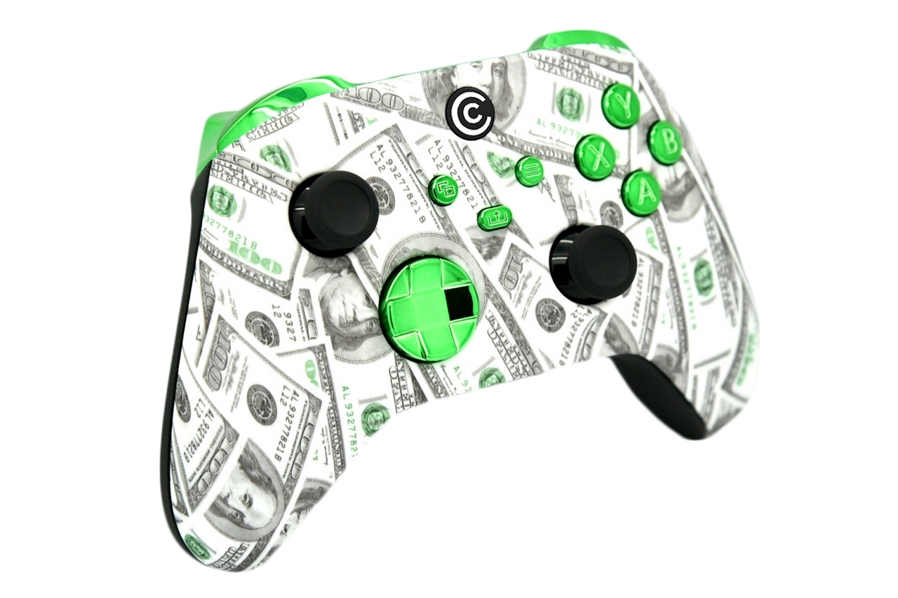 Money W/ Green Chrome Inserts Xbox Series X/S Custom Controller
