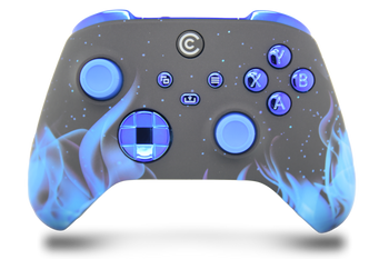 Blue Flame & Blue Chrome Inserts Custom Xbox Series X|S Controller 