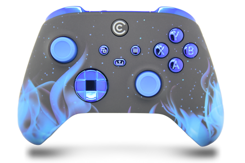 Blue Flame & Blue Chrome Inserts Custom Xbox Series X|S Controller 