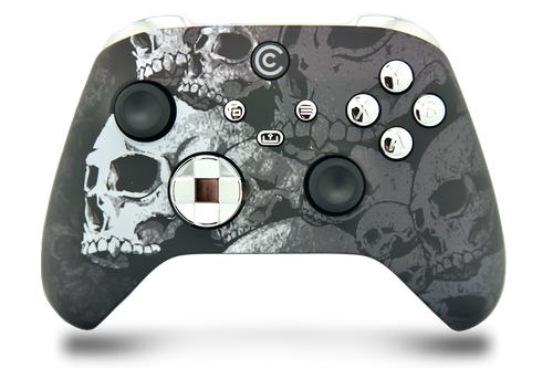 Black Skullz & Silver Chrome Inserts Custom Xbox Series X|S Controller 