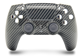 Glossy Carbon Fiber & Silver Chrome Inserts PS5 Controller | PS5