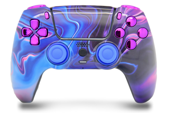 Blue & Purple Swirl & Purple Chrome Inserts PS5 Controller | PS5