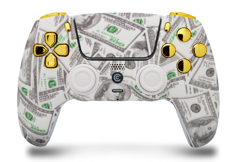 Money & Gold Chrome Inserts PS5 Controller | PS5