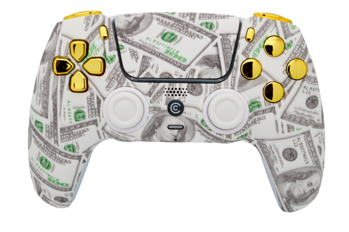 Money & Gold Chrome Inserts PS5 Controller | PS5