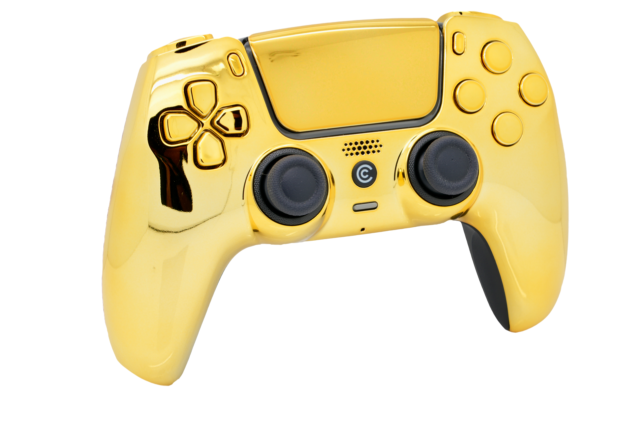 Gold & Gold Chrome Inserts Custom Controller For PS5