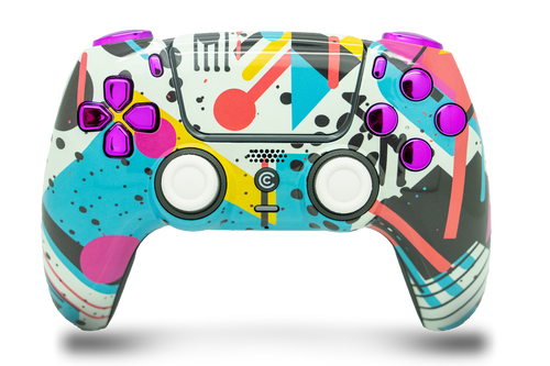 Retro Abstract & Purple Chrome PS5 Controller | PS5