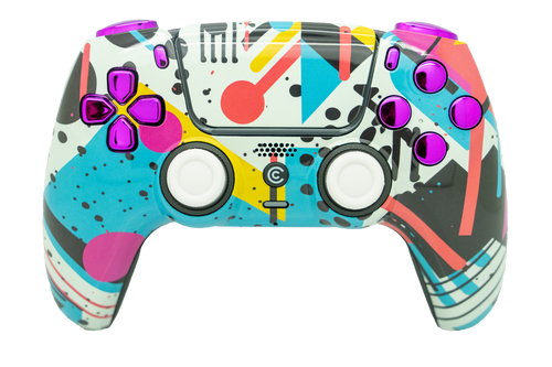 Retro Abstract & Purple Chrome PS5 Controller | PS5